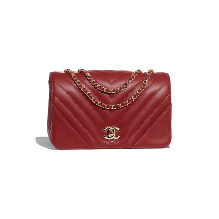 Calfskin & Gold-Tone Metal Red Mini Flap Bag | CHANEL