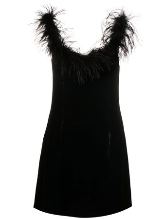 Rixo Lena off-shoulder feather-trim Mini Dress - Farfetch