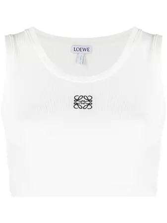 LOEWE Anagram-embroidered ribbed-knit Crop Top - Farfetch