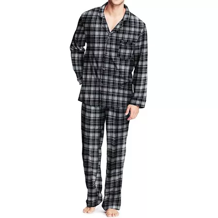 Hanes Mens Flannel Pajamas 0140/0140X - Grey Black Plaid Size XL
