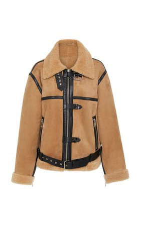 Victoria Victoria Beckham Leather-Trimmed Shearling Coat