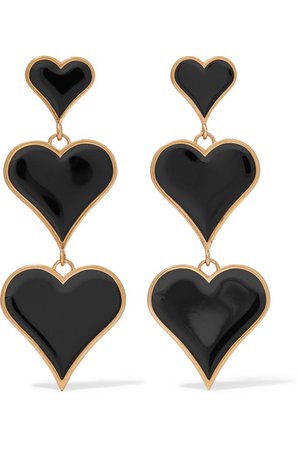SAINT LAURENT | Gold-tone and enamel clip earrings | NET-A-PORTER.COM