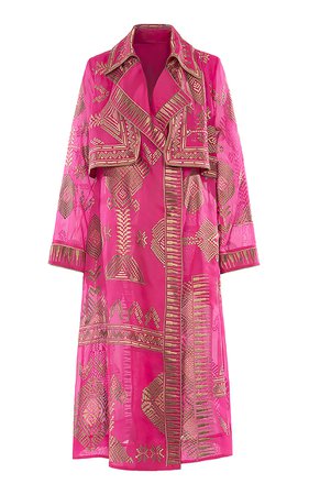 Ratovina Embroidered Silk Trench Coat By Biyan | Moda Operandi