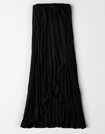 AE Maxi Wrap Skirt, Black | American Eagle Outfitters