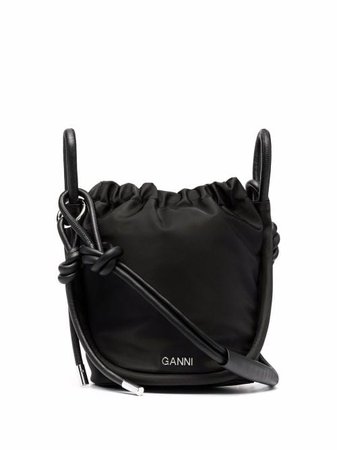 Shop GANNI logo-plaque bucket bag with Express Delivery - FARFETCH