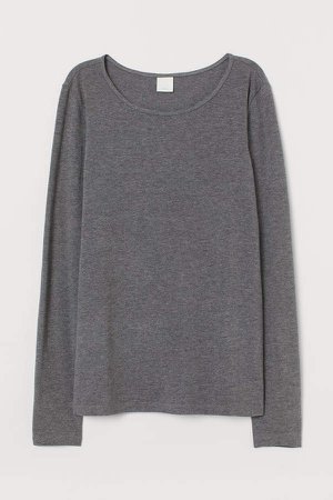 Long-sleeved Jersey Top - Gray