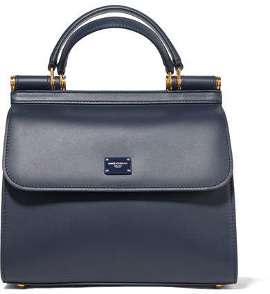 Sicily Small Leather Tote - Navy
