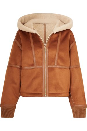 Stella McCartney | Hooded faux leather-trimmed faux shearling and suede jacket | NET-A-PORTER.COM