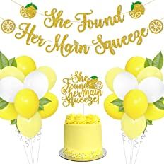 Amazon.com: Lemon Bridal Shower Party Decoration Set She Found Her Main Squeeze Banner Cake Topper Yellow Balloons Arch Garland Bachelorette Gift Ideas Supplies : Toys & Games