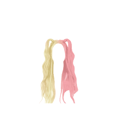 Vanilla Strawberry Hair | Blonde Pink Split Dye Half Down Pigtails (Dei5 edit)
