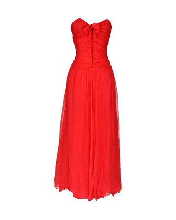 1984 Chanel by Karl Lagerfeld Red Silk Chiffon Gown and Stole