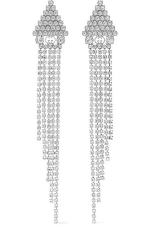 Gucci | Silver-tone crystal earrings | NET-A-PORTER.COM
