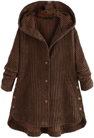 Amazon.com: Andongnywell Womens Vintage Loose Baggy Mid Long Corduroy Jacket Trench Coat Overcoats Outwear Jackets : Clothing, Shoes & Jewelry