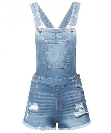 Women's Casual Denim Single Chest Pocket Adjustable Straps Sexy Cute Short Overalls - FashionOutfit.com