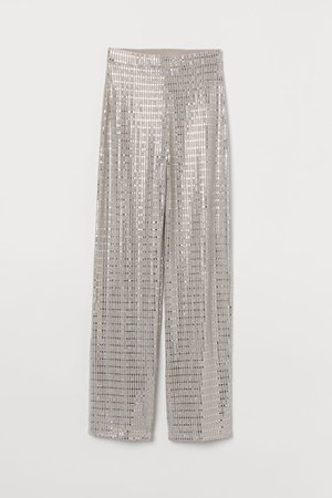 Shimmering Pants - Light beige/silver-colored - Ladies | H&M US