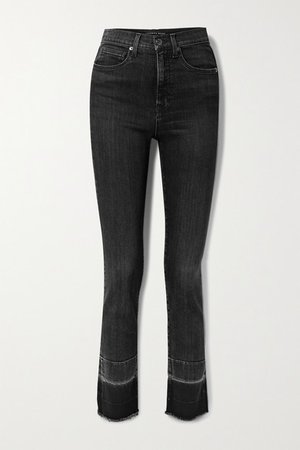 Ryleigh Distressed High-rise Straight-leg Jeans - Black