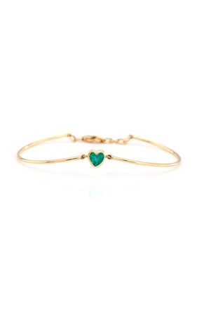 Heart 18k Yellow Gold Emerald Bracelet By Yi Collection | Moda Operandi