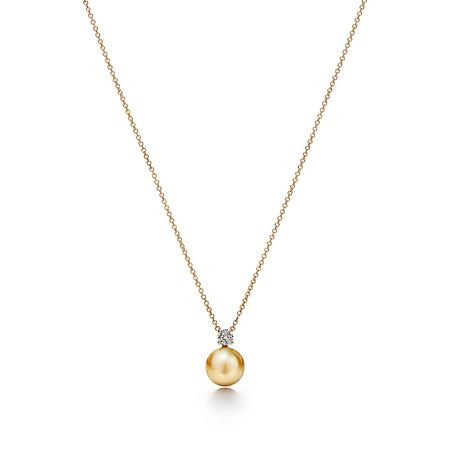 Tiffany South Sea pearl pendant in 18k gold with diamonds. | Tiffany & Co.