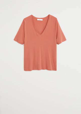 V-neckline essential t-shirt - Women | Mango USA