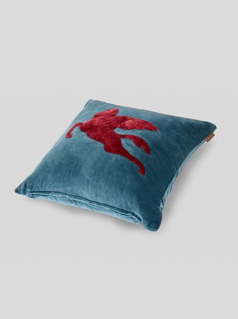 Velvet cushion with embroidered Pegaso | Home | Light blue | ETRO