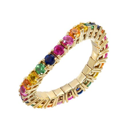 14KT Gold Rainbow Sapphire Flexy Ring — The Foundry