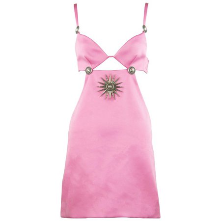 Fausto Puglisi Pink Cut Out Dress with Medallions - Size IT 40 For Sale at 1stdibs