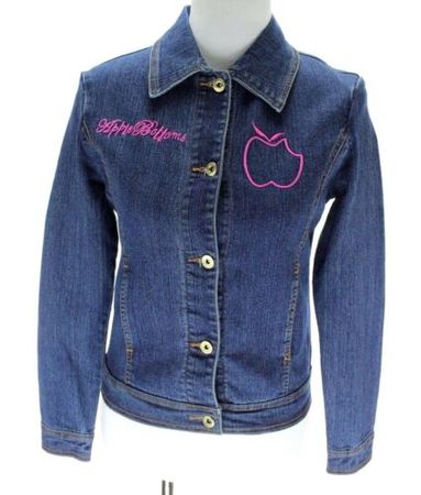 Apple Bottoms NWT Women Jean Jacket Size S Navy Blue Pink Embroidery $125 | eBay