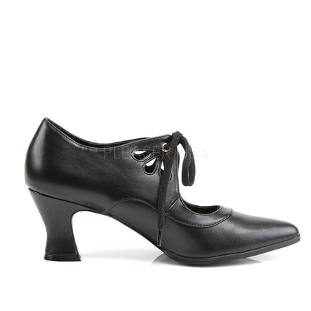 Funtasma Victorian 03 Black Matt PVC Victorian Lace-Up Shoe with Cut Out Detail - Womens' Shoes & Boots