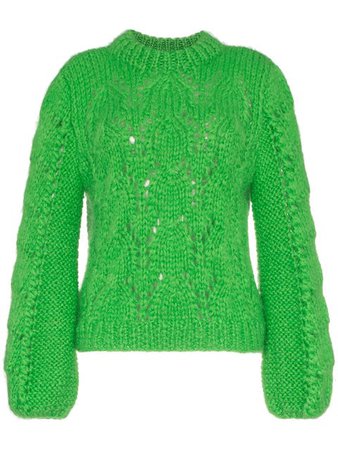 Ganni green Julliard wool mohair-blend jumper $437 - Shop AW18 Online - Fast Delivery, Price