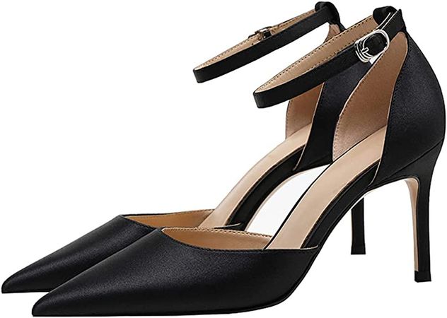 Amazon.com | LUXINYU,Women Pointed Toe Heels Shiny Fashion Sexy Stiletto Ladies Pumps Heeled Elegant Bow Strappy Dress Suede Wedding Shoes Comfort Soft Work Shoes | Pumps