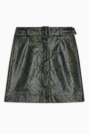 Dark Green Belted Snake Mini Skirt | Topshop