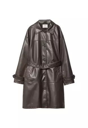 Faded faux leather coat - Women's See all | Stradivarius United States