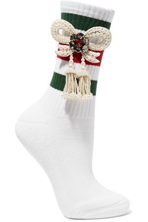 Gucci | Little William embellished ribbed cotton-blend socks | NET-A-PORTER.COM