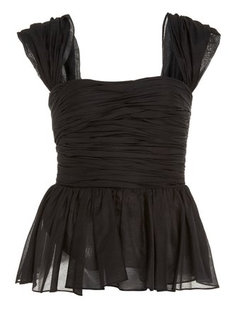 Brock Collection Ruched Cotton BlendPeplum Top