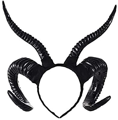 Amazon.com: Qhome Gothic Antelope Sheep Horn Hoop Headband Forest Animal Photography Original Manual Aries Exhibition Cosplay Photo Props Deluxe Costume Horns (Black): Clothing