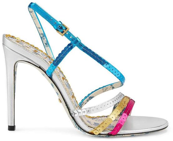 Metallic leather sandals with sequins