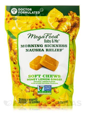 Baby & Me™ Morning Sickness Nausea Relief Soft Chews, Honey Lemon Ginger - 30 Soft Chews - MegaFood | Pureformulas