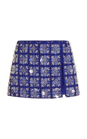 Embroidered Stretch-Cotton Satin Mini Skirt By Des Phemmes | Moda Operandi