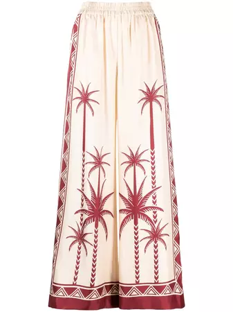 La DoubleJ Palm tree-print Silk Trousers - Farfetch