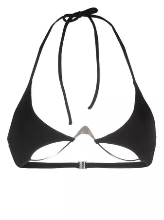 Mugler logo-plaque Halterneck Bikini Top - Farfetch