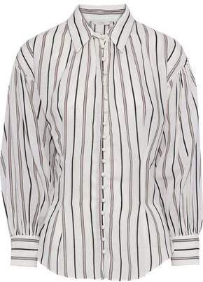 Minya Gathered Striped Cotton-blend Shirt
