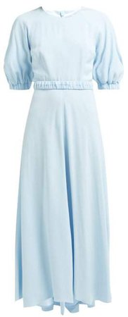 Hannah Belted Crepe Maxi Dress - Womens - Light Blue