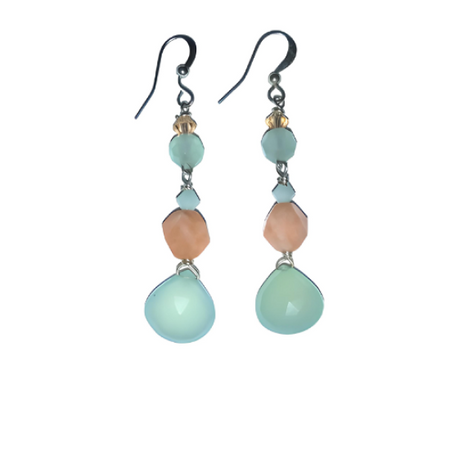 Light Seafoam Green and Peach Earrings | AngieShel Designs