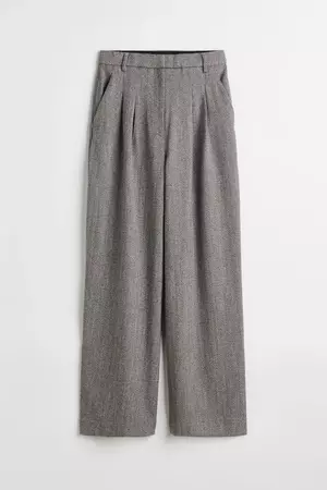 Wide-leg Pants - Gray/herringbone-patterned - Ladies | H&M US