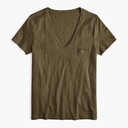 J.Crew: Linen V-neck pocket T-shirt
