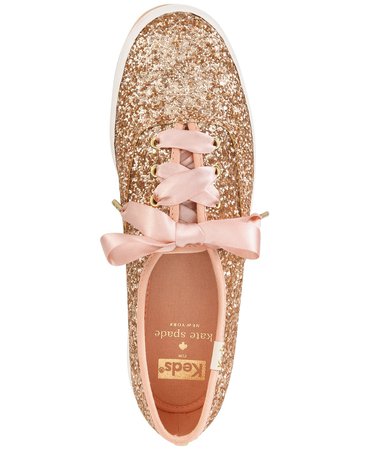 kate spade new york Glitter Lace-Up Sneakers & Reviews - Athletic Shoes & Sneakers - Shoes - Macy's rose gold