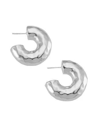 Ippolita 925 Classico Thick Hammered Round Hoop Earrings