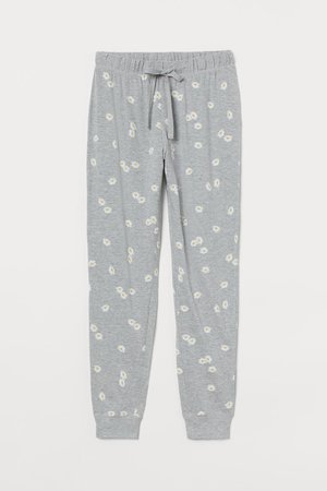 Pajama Pants - Light gray melange/floral - Ladies | H&M CA