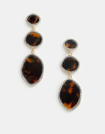 ASOS DESIGN | ASOS DESIGN drop earrings with tortoiseshell and crystal in gold