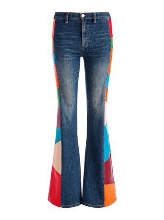Beautiful Vegan Leather High Waisted Jeans In Pasadena Blue/multi | Alice And Olivia